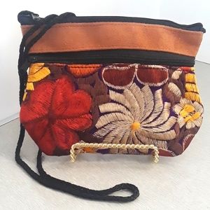Suede and Embroidered Crossbody